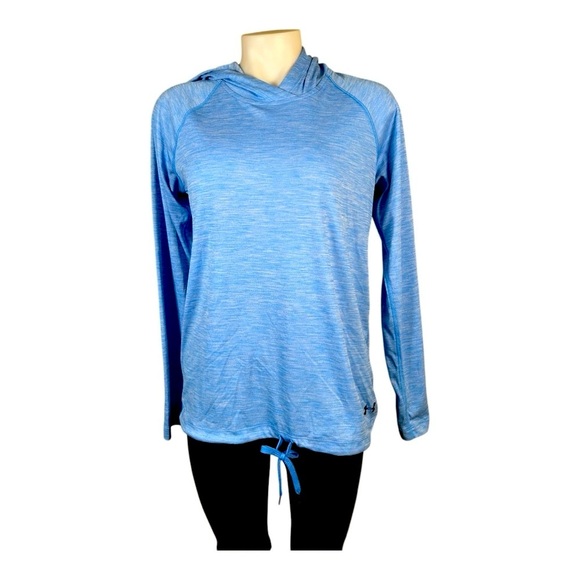 Under Armour Hoodie Women’s Small Blue HeatGear Drawstring Waist Performance - Picture 1 of 6